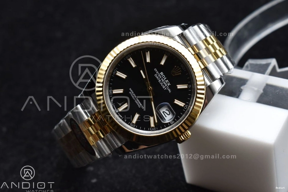 SS VR3235 DateJust Steel Clean Edition YG 41 Bracelet Black 1:1 126333 Stick on Dial Best 904L Jubilee 0425